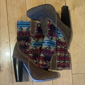 MIA Brown and Multicolor Heeled Boots